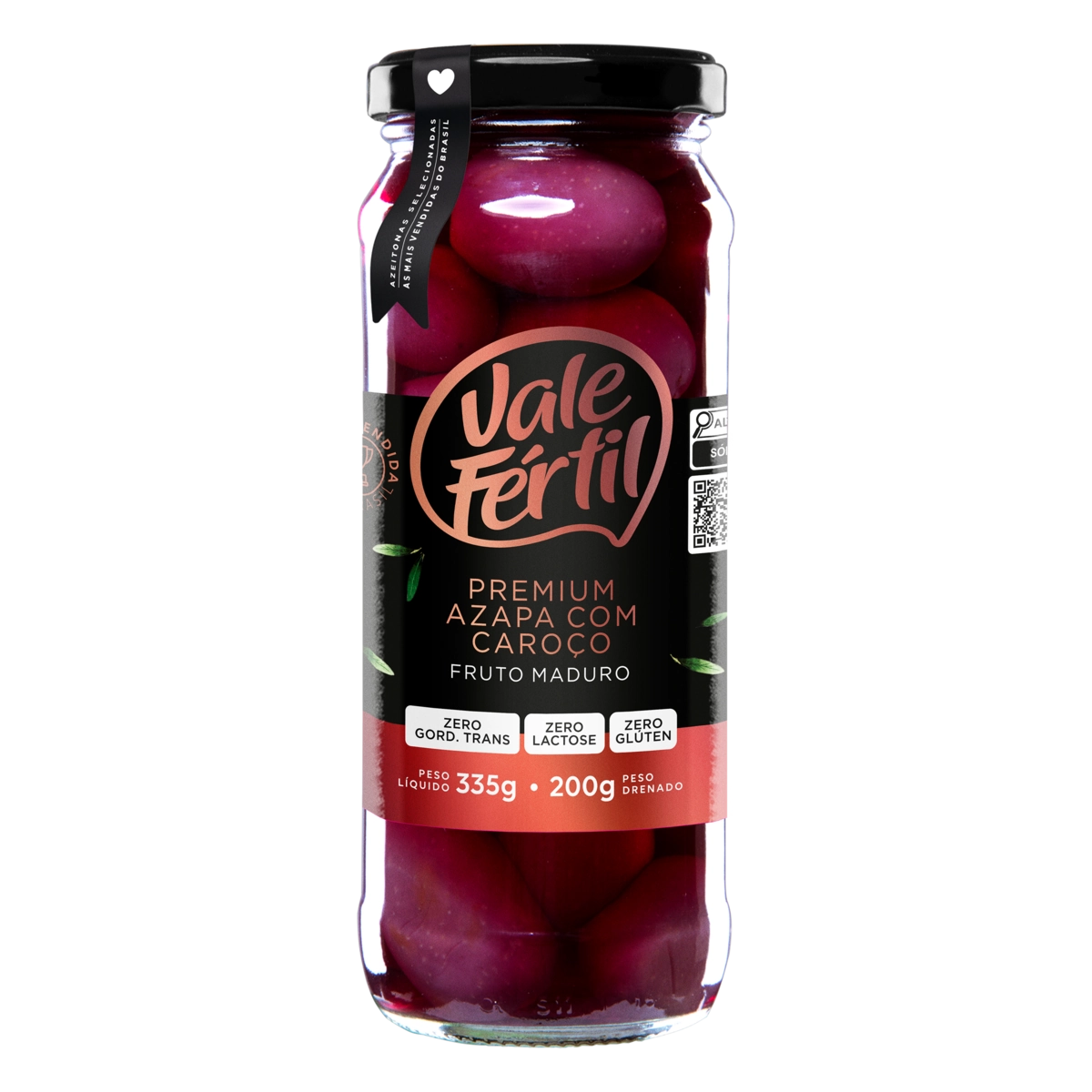 Azeitona Preta Em Conserva Azapa Com Caroço Vale Fértil Premium Vidro 200g