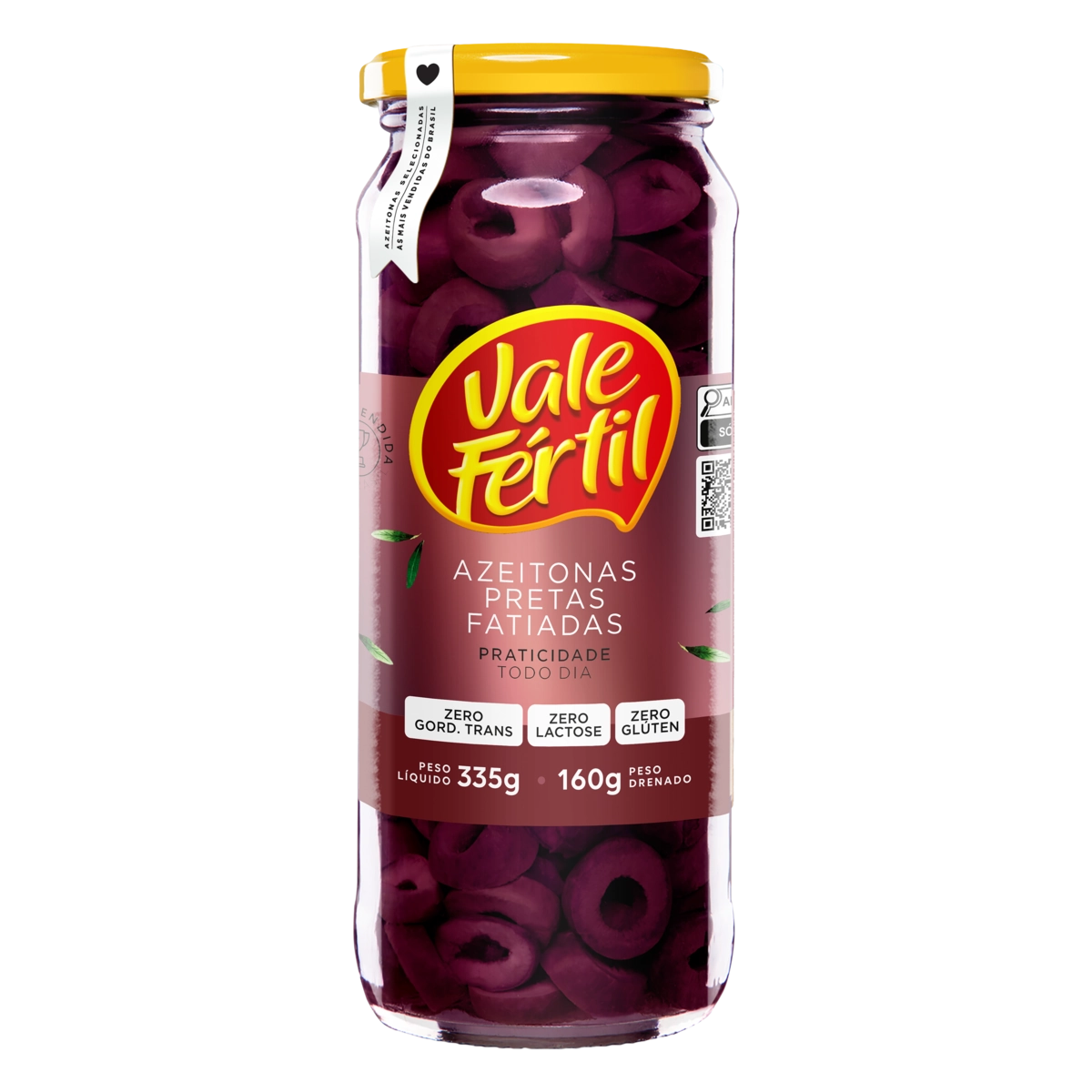 Azeitona Preta Em Conserva Fatiada Vale Fértil Vidro 160g