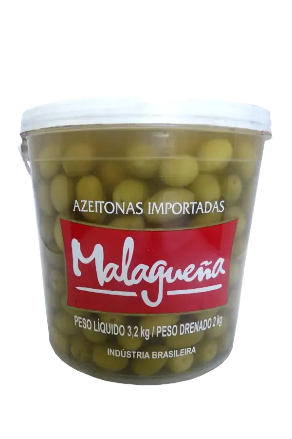 Azeitona Verde Em Conserva Média Malagueña Balde 2kg