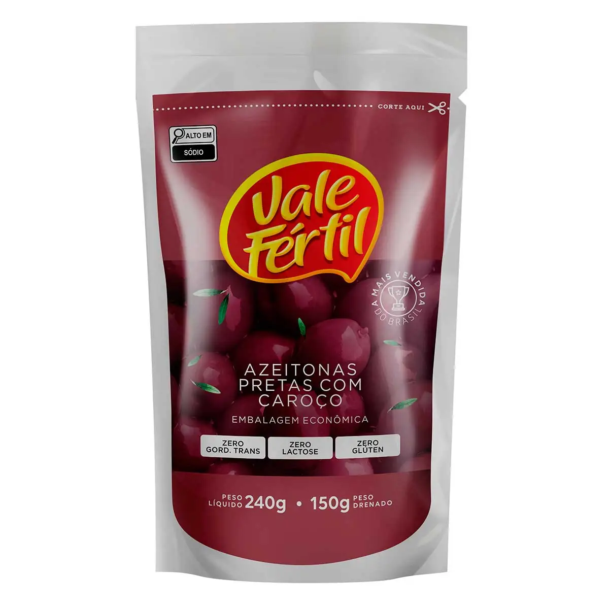 Azeitona Preta com Caroço Vale Fértil Sachê 150g