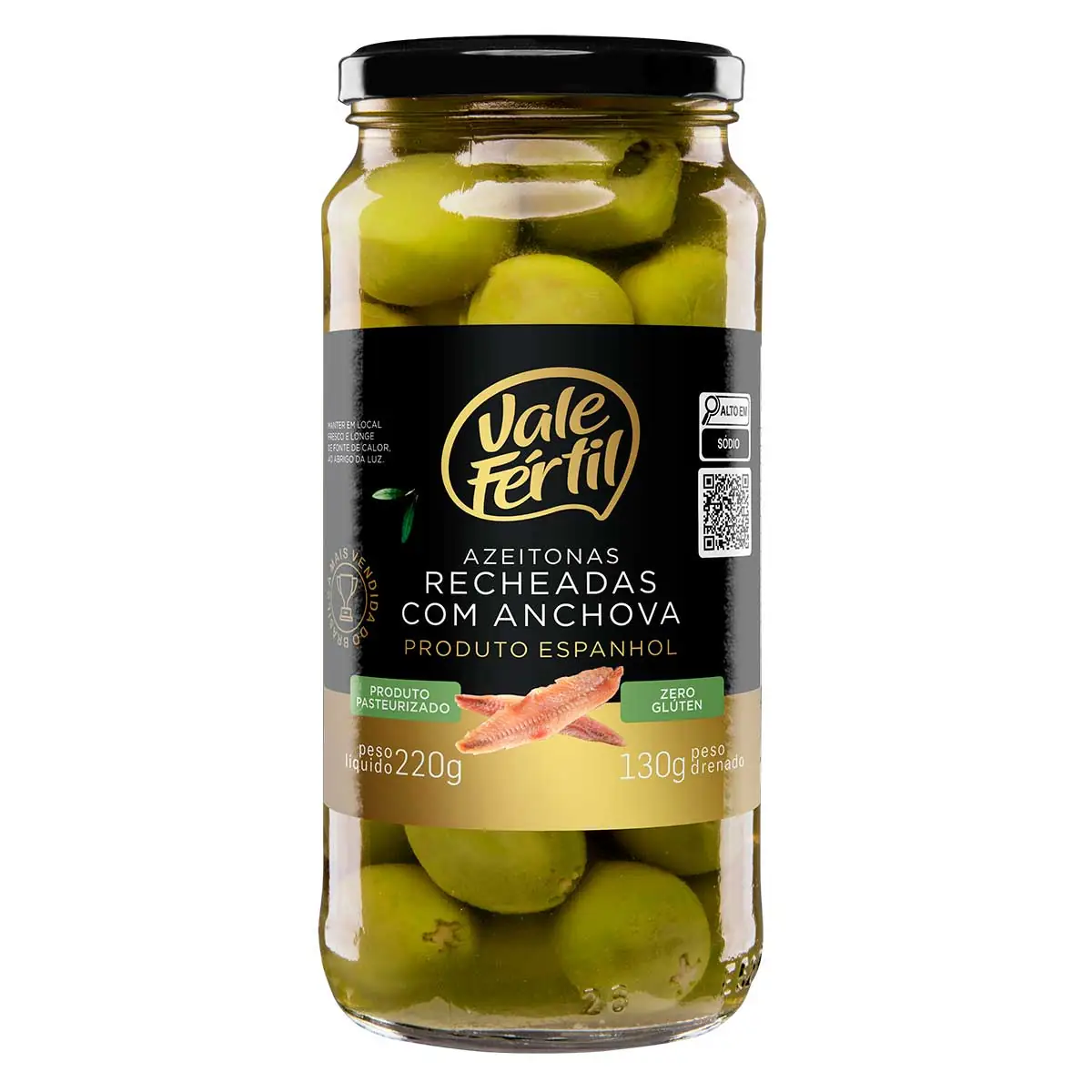 Azeitona Verde Recheada Especial com Anchova Vale Fértil 130g