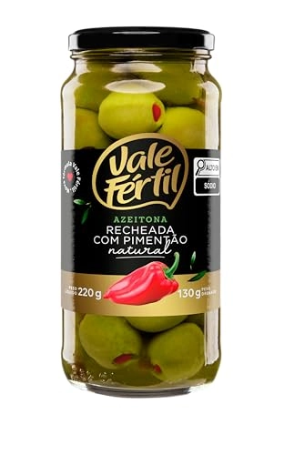 Azeitona Verde Em Conserva Com Recheio De Pimentão Vale Fértil Vidro 130g