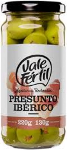 Azeitona Verde em Conserva Recheio Presunto Ibérico Vale Fértil Vidro 130g