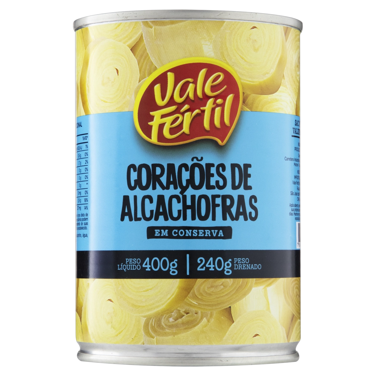 Coração De Alcachofra Em Conserva Vale Fértil Lata 240g
