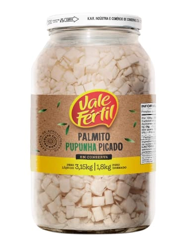 Palmito Pupunha Em Conserva Picado Vale Fértil Vidro 1,8kg