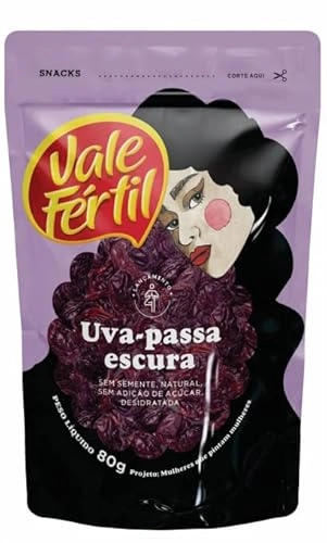 Uva Passa Escura Sem Semente Vale Fértil Sachê 80g