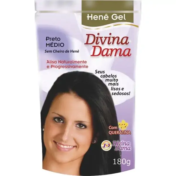 Transformacao Alisante/relaxante Divina Dama Hene Gel Pouch Preto Medio 180g