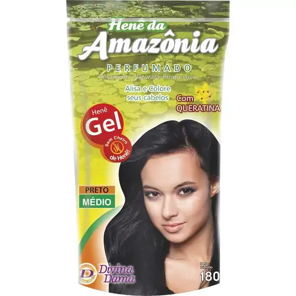 Transformacao Alisante/relaxante Divina Dama Hene Gel Pouch Amazonia Preto Medio 180g