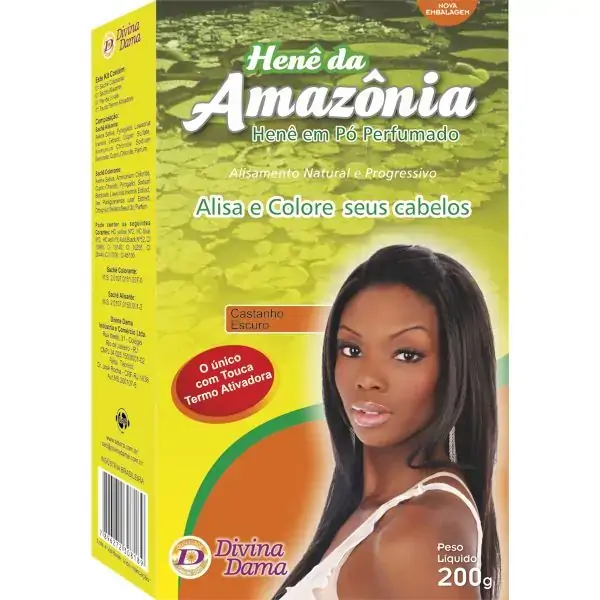 Transformacao Alisante/relaxante Divina Dama Hene Da Amazonia Po Castanho Escuro 200g