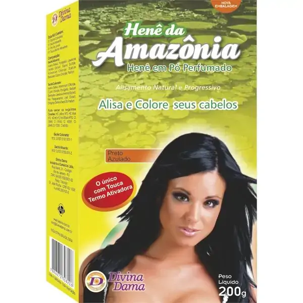 Transformacao Alisante/relaxante Divina Dama Hene Da Amazonia Po Preto Azulado 200g