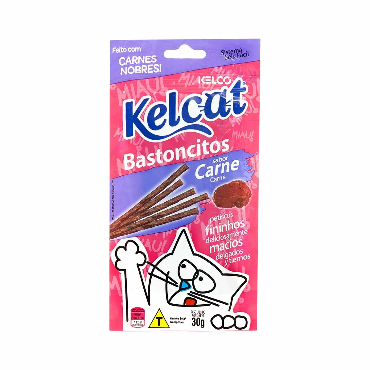 Bastoncitos KELCAT Sabor Carne Pacote 30g