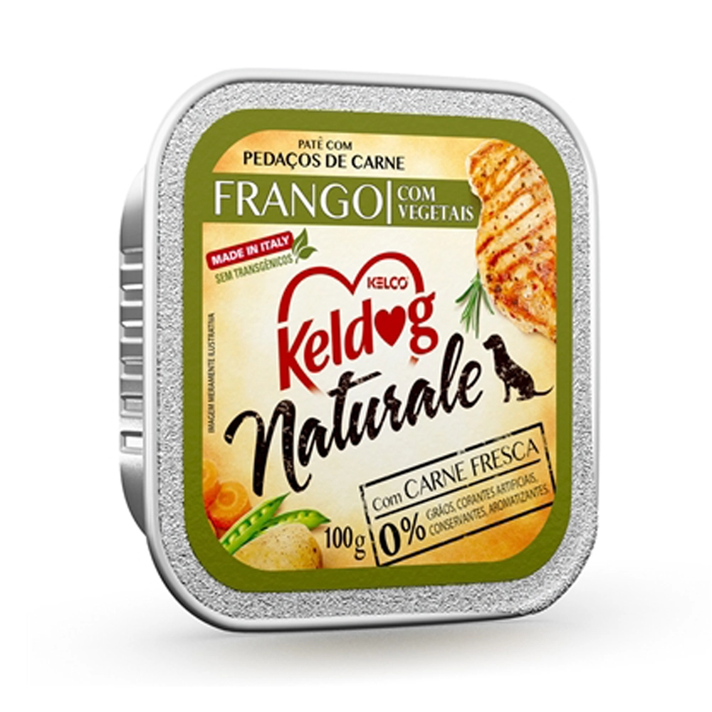 Patê com Pedaços de Frango com Vegetais para Cães KELDOG 100g