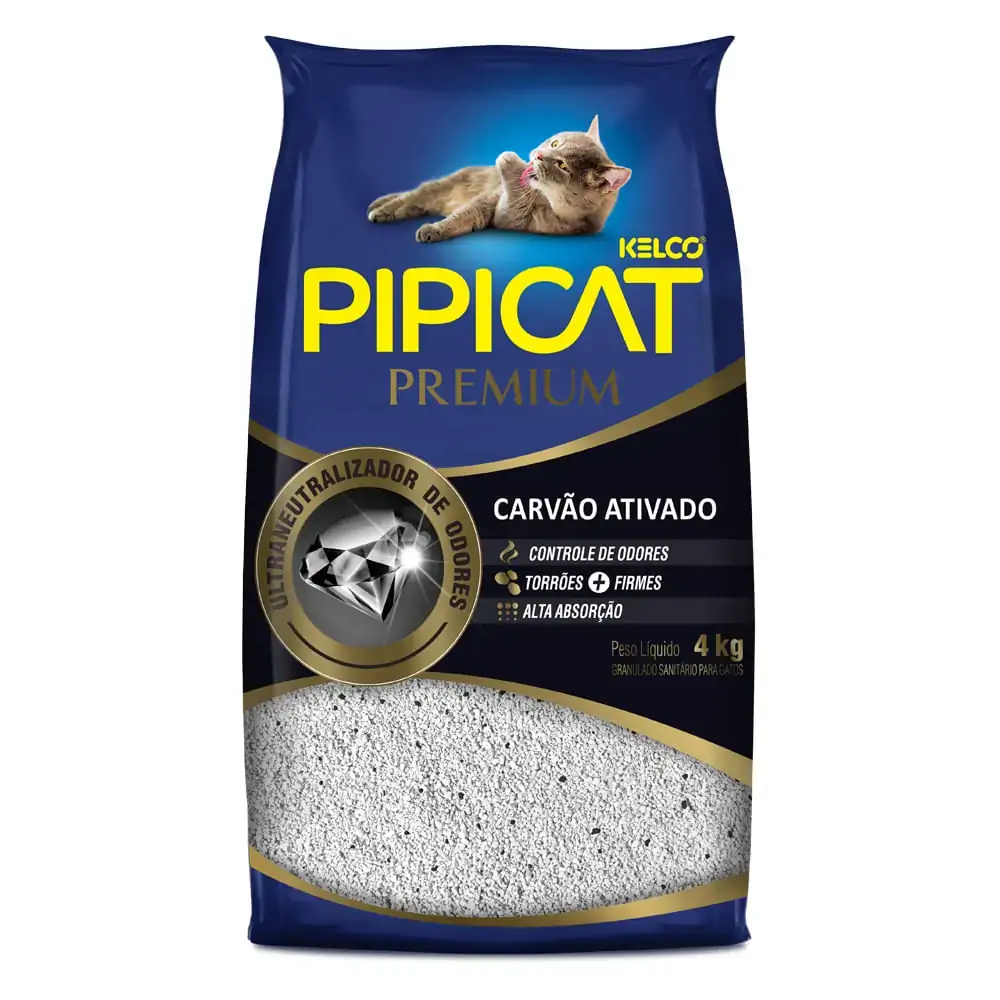 Areia Pipicat Para Gatos Carvão Ativado 4kg