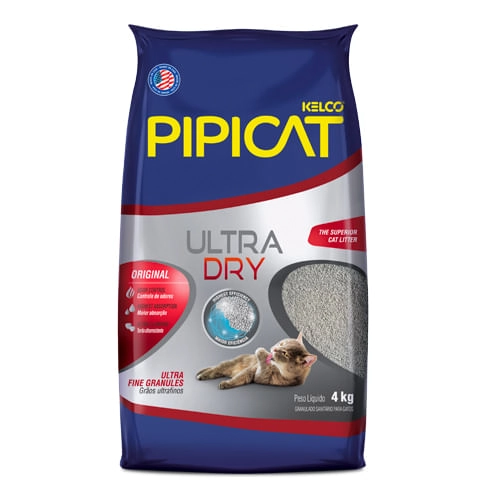 Areia para Gato Pipicat Ultra Dry Kelco 4kg