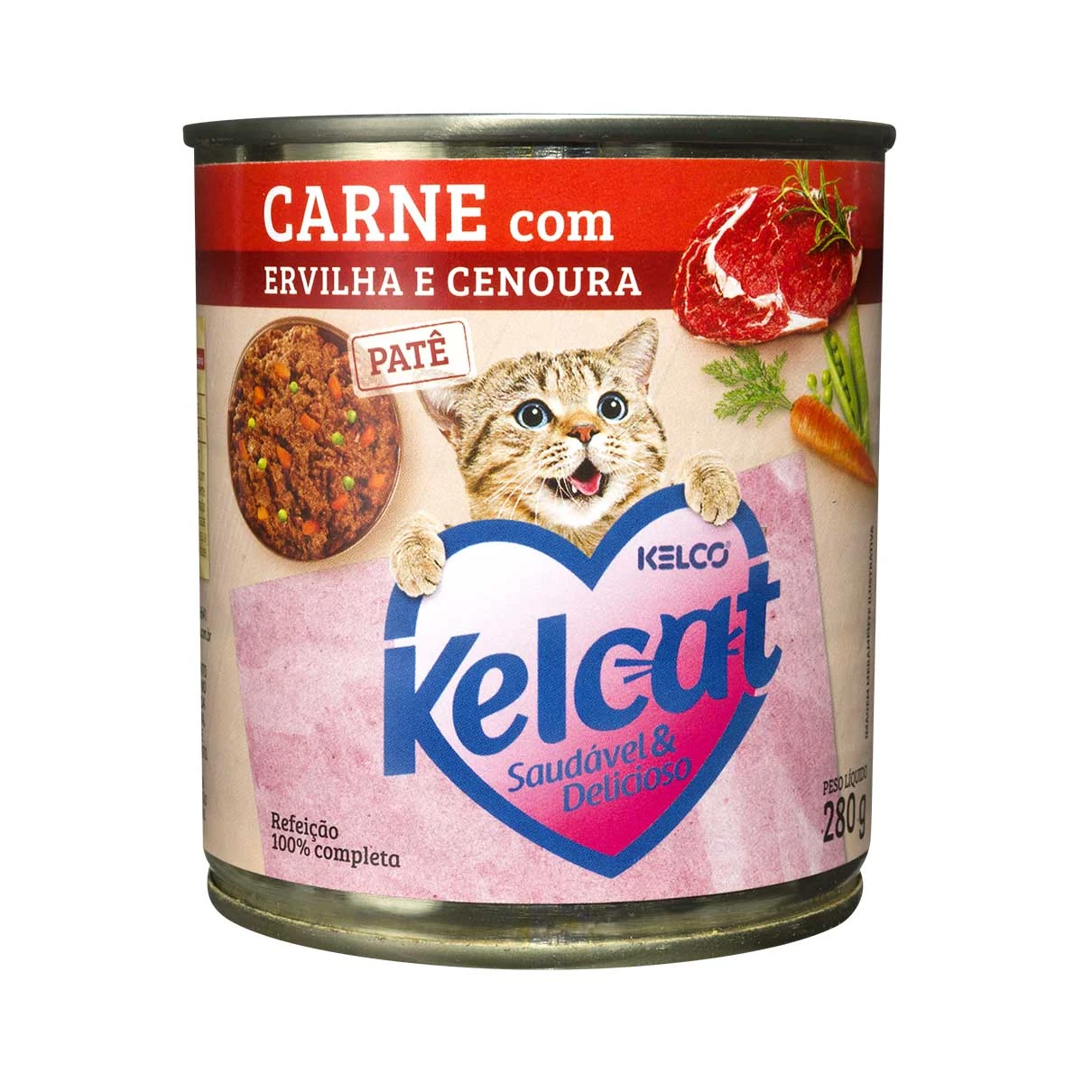 Alimento Úmido Kelcat Carne, Ervilha E Cenoura 280g