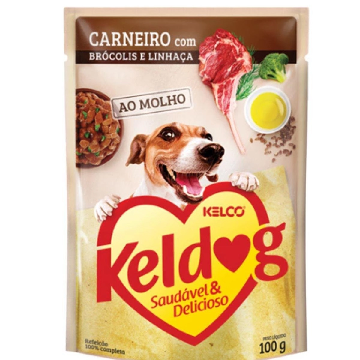 Alimento Úmido Keldog Carneiro Brócolis e Linhaça 100g