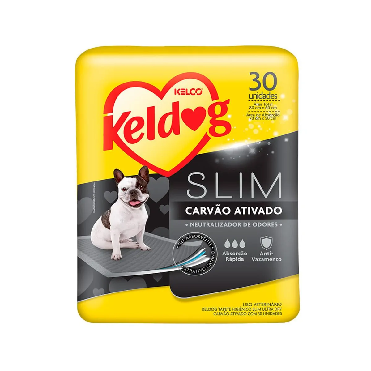 Tapete Higienico Keldog P/ Cães Slim Ultra Carvão Ativado C/30 Un