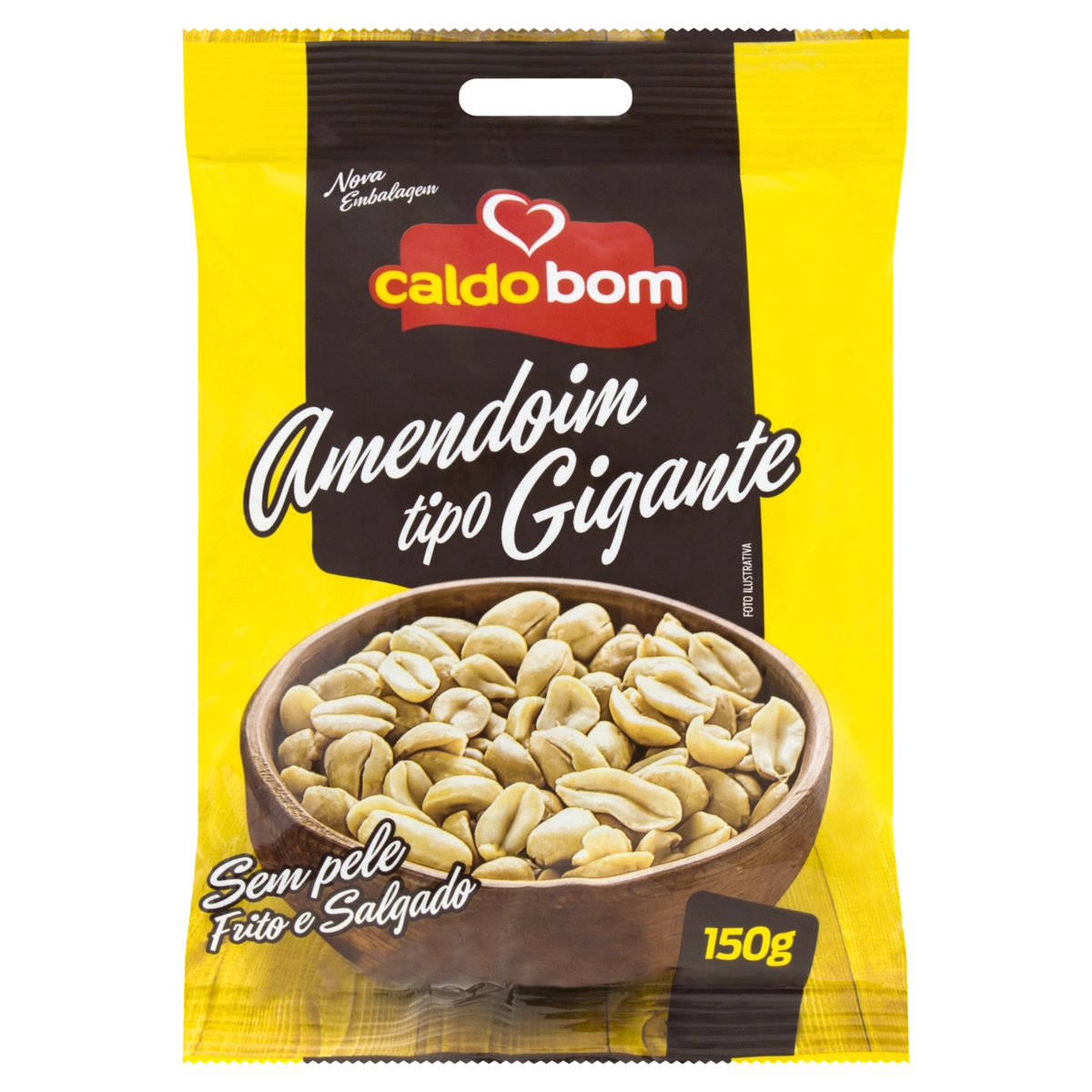 Amendoim Gigante Frito Salgado Sem Pele Caldo Bom Pacote 150g