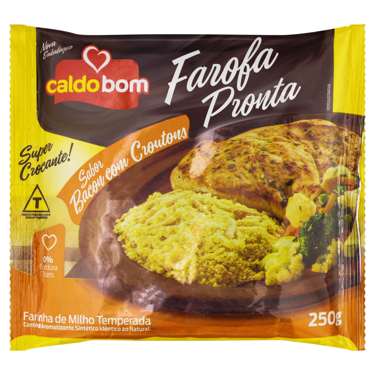 Farofa De Milho Bacon Com Croutons Caldo Bom Pacote 250g