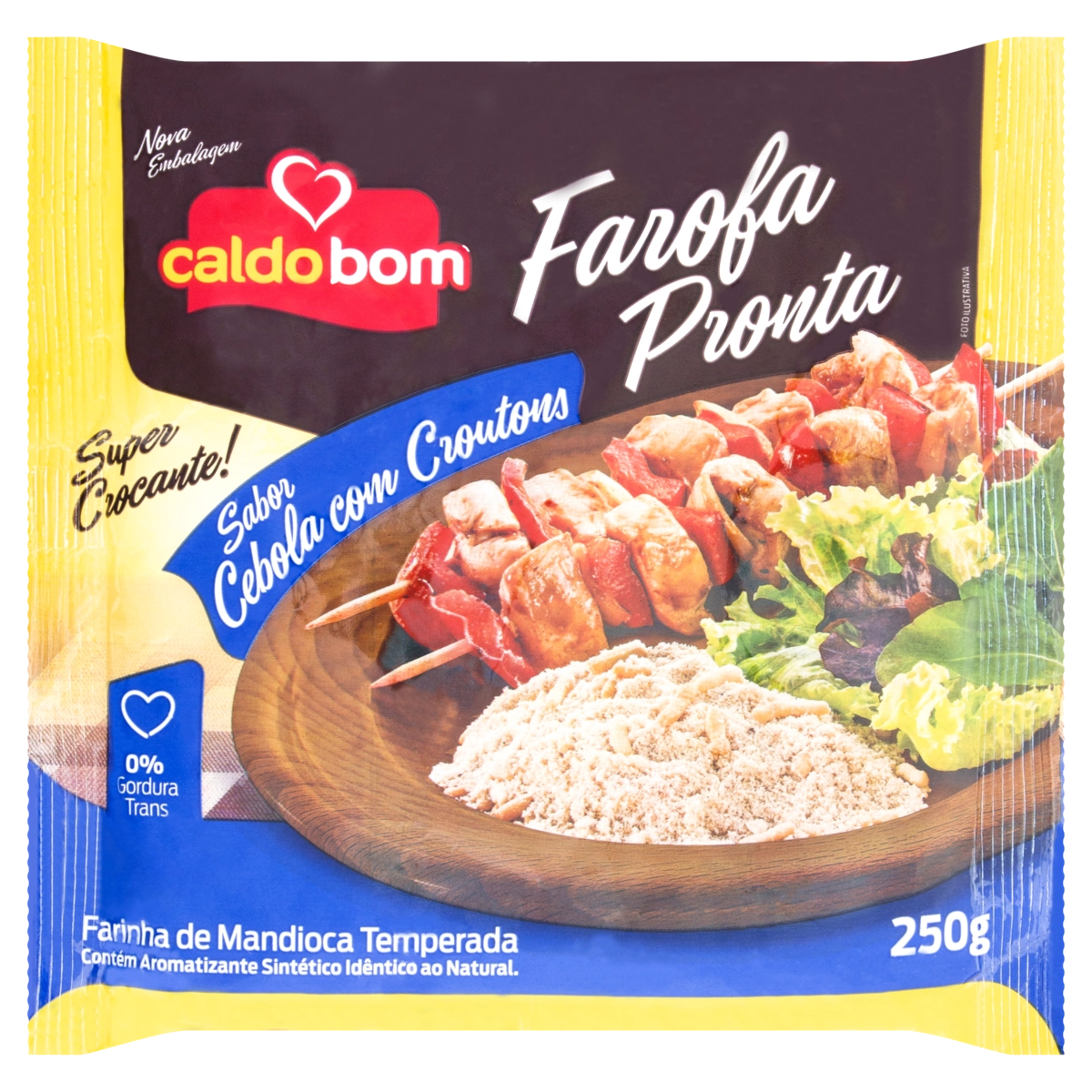 Farofa De Mandioca Cebola Com Croutons Caldo Bom Pacote 250g