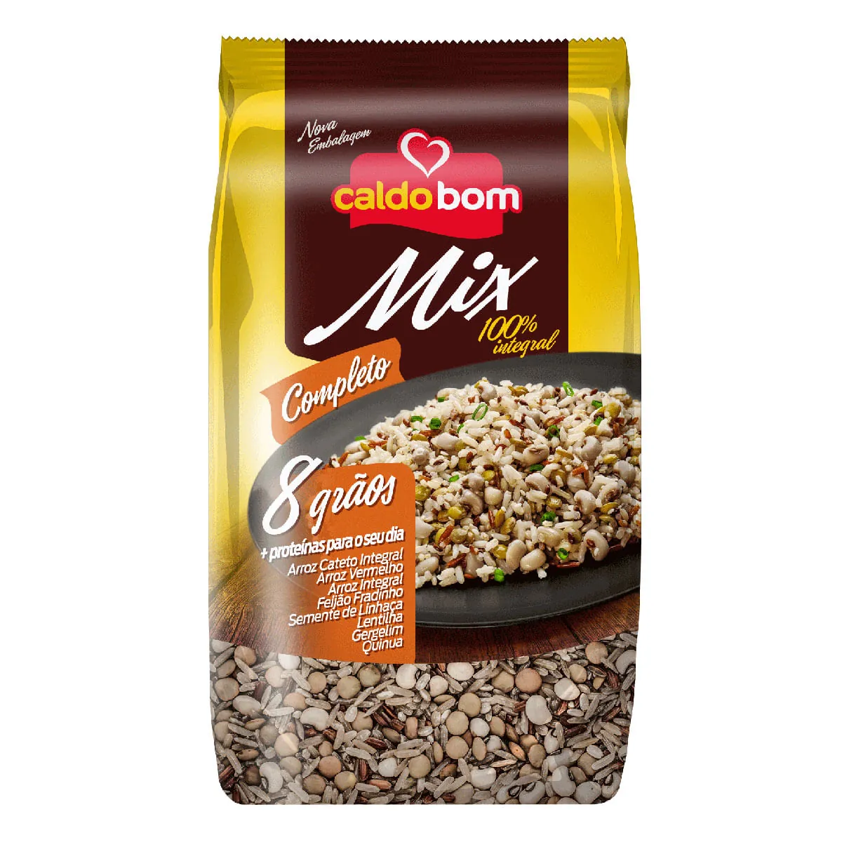Arroz Integral 8 Grãos Completo Caldo Bom Mix Pacote 400g