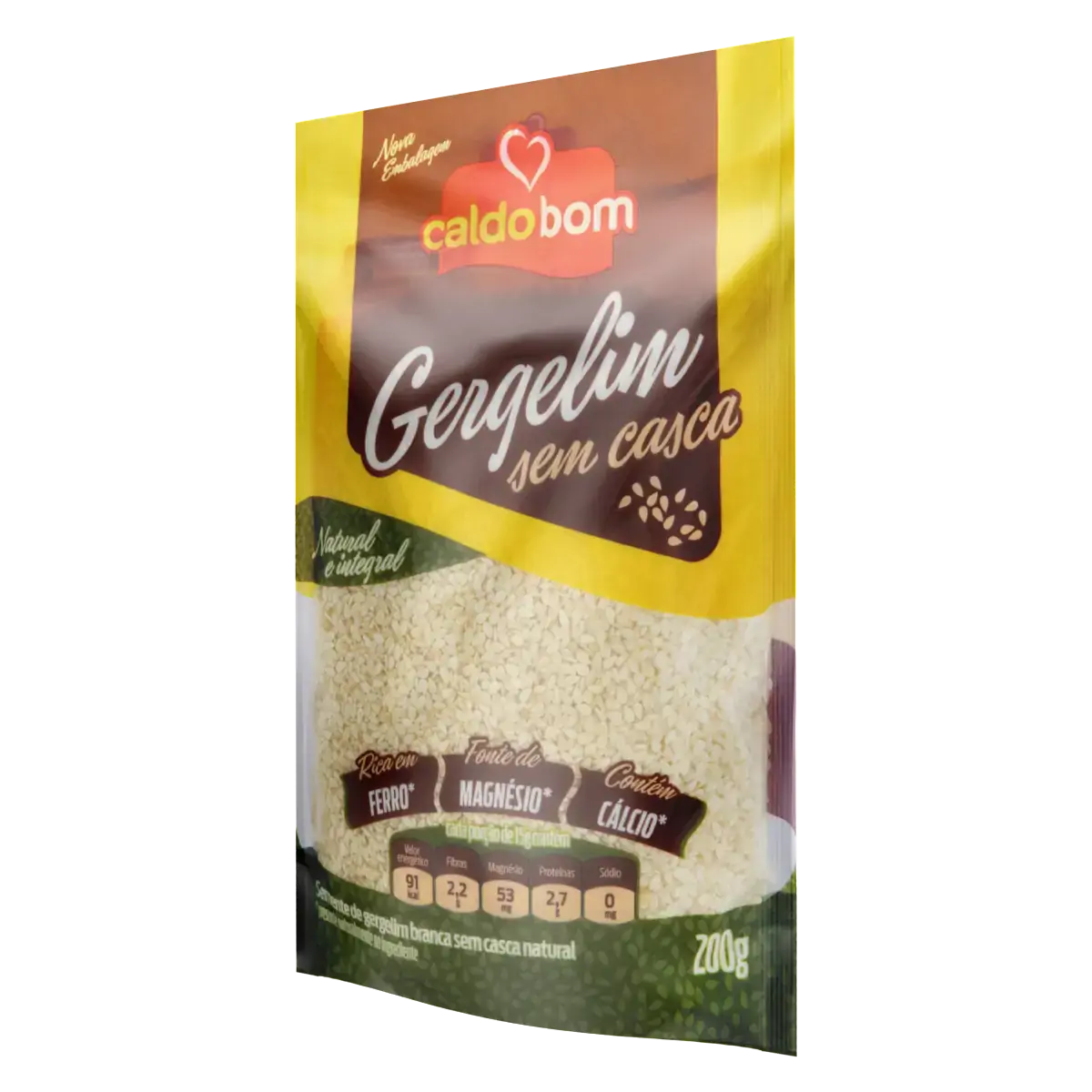 Gergelim Branco Natural Sem Casca Integral Caldo Bom Sachê 200g