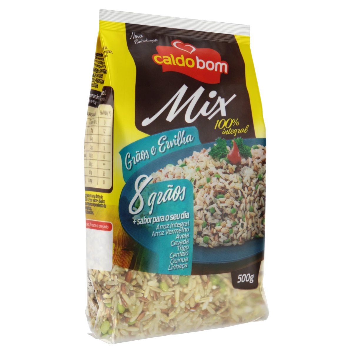 Arroz Integral 8 Grãos E Ervilha Caldo Bom Mix Pacote 500g