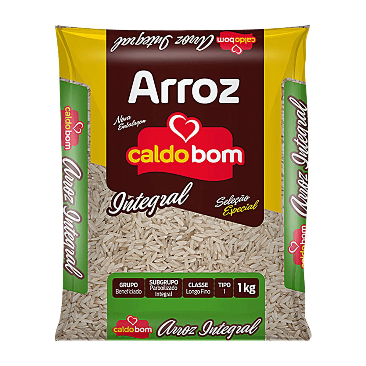 Arroz Parboilizado Tipo 1 Integral Caldo Bom Seleção Especial Pacote 1kg