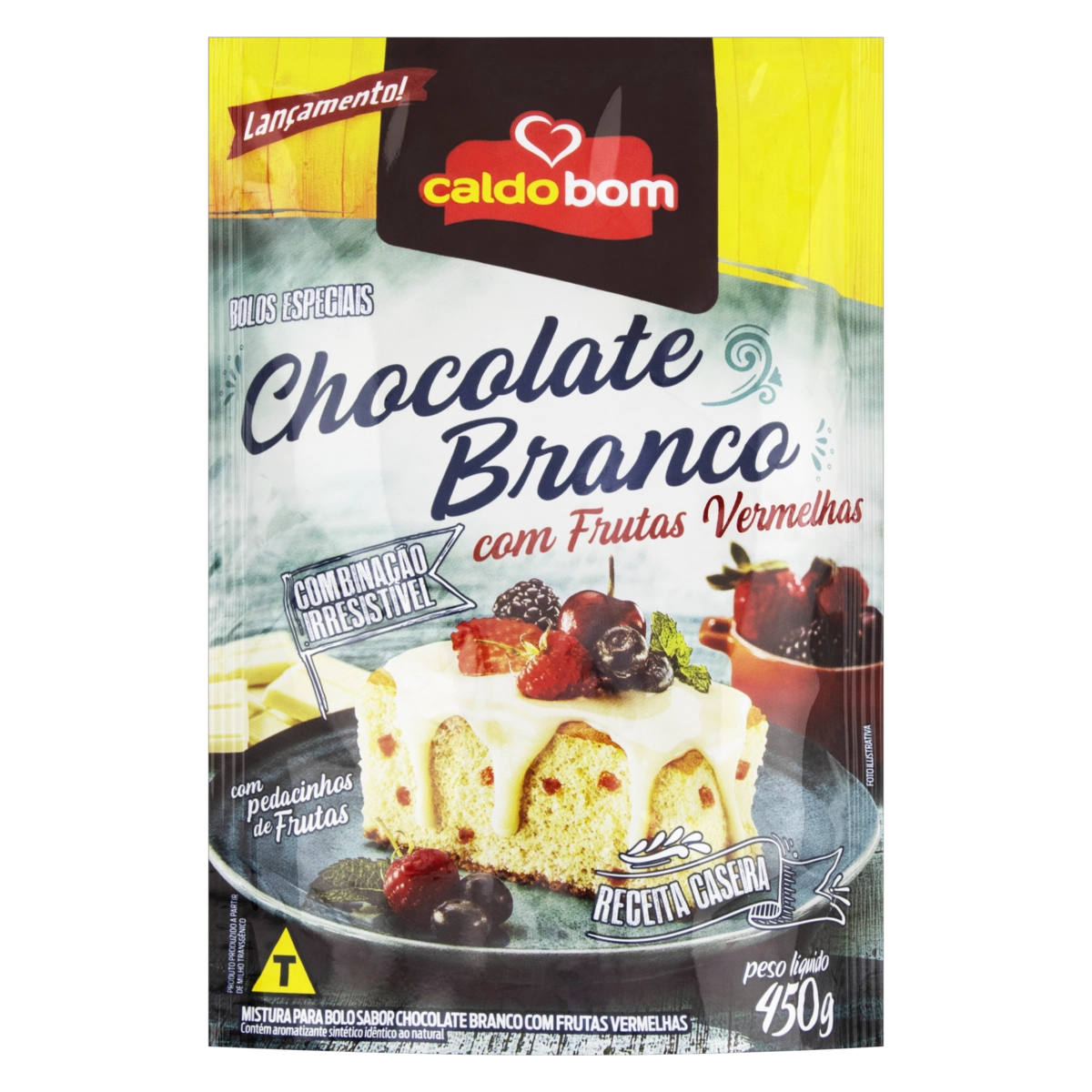 Mistura Para Bolo Chocolate Branco Com Frutas Vermelhas Caldo Bom Especiais Sachê 450g