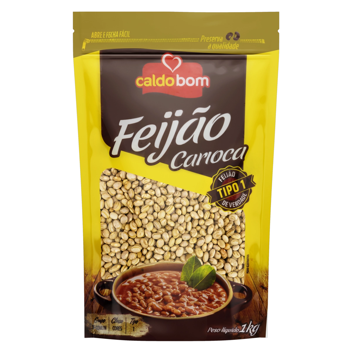 Feijão Carioca Tipo 1 Caldo Bom Premium Pouch 1kg