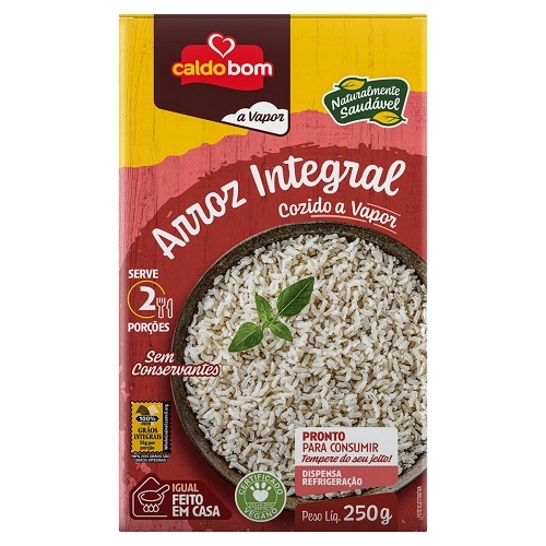 Arroz Integral Cozido A Vapor Caldo Bom 250g