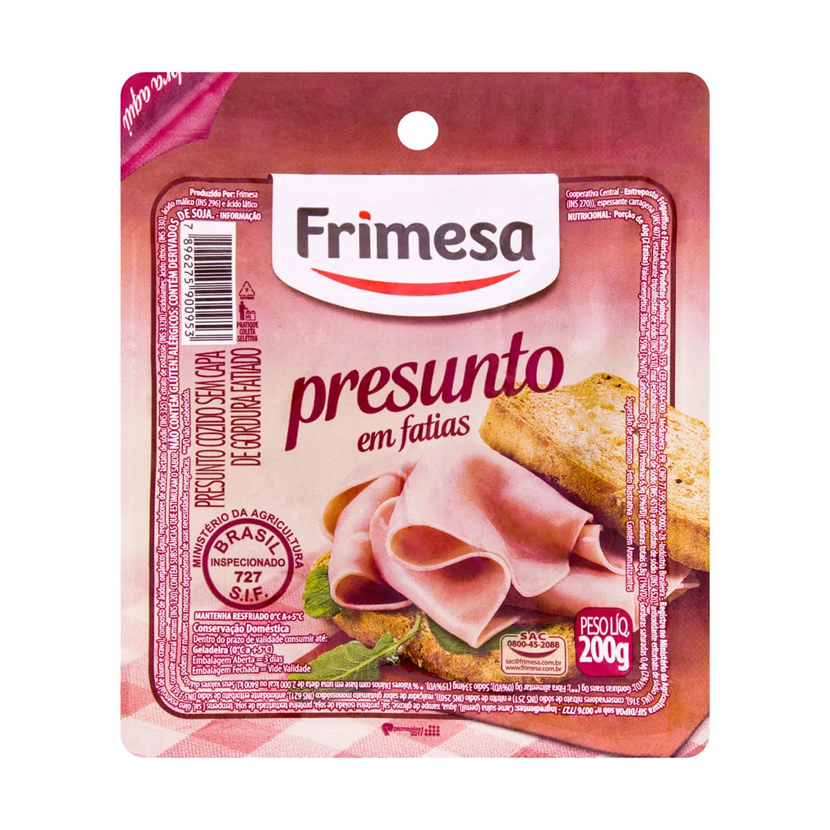 Presunto Fatiado sem Capa de Gordura Frimesa 200g