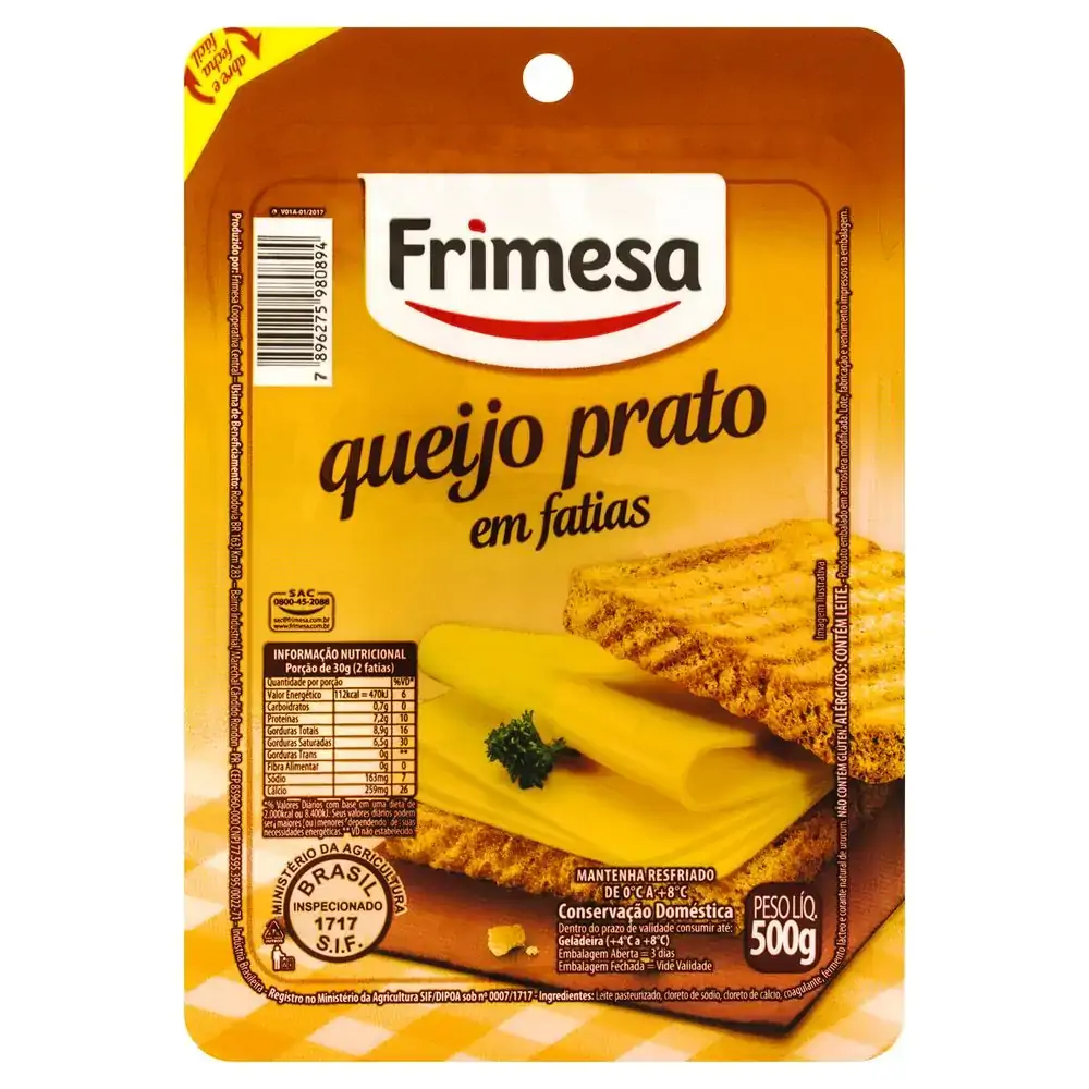 Queijo Prato Fatiado Frimesa 500g