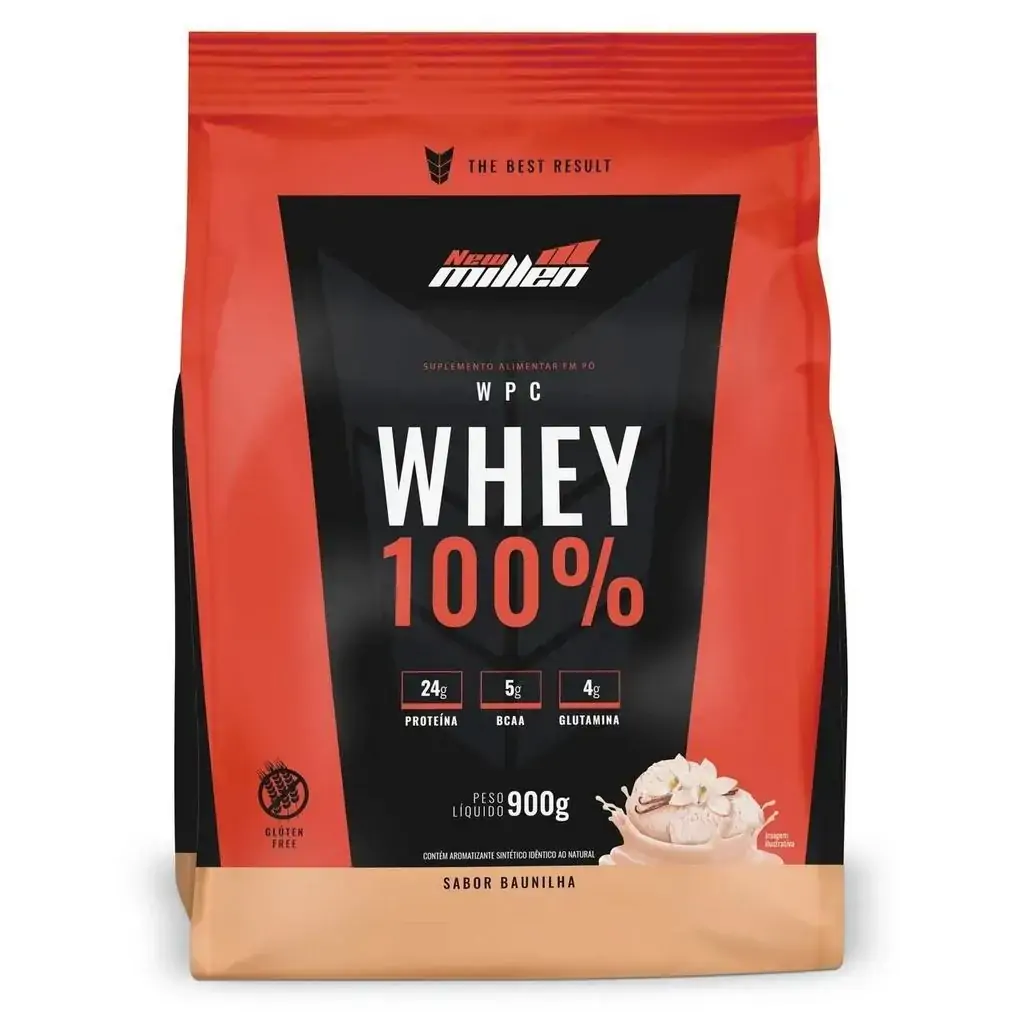 Whey 100% 900gr Refil - New Millen Sabor:Baunilha
