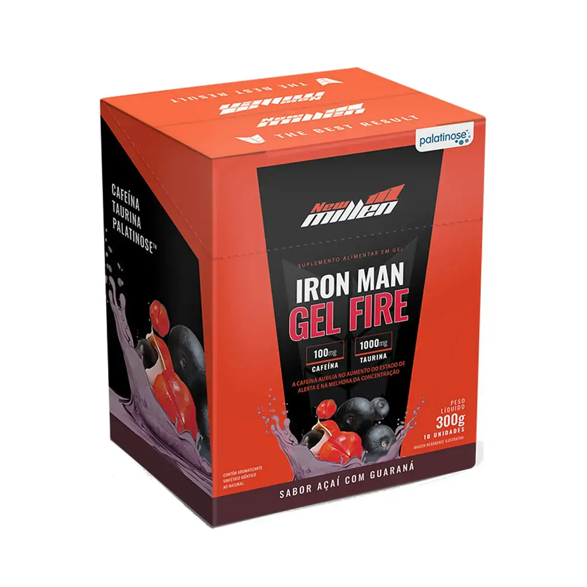 Iron Man Gel Fire Cafeina (10 sachês) - New Millen Sabor:Guaraná com Açaí