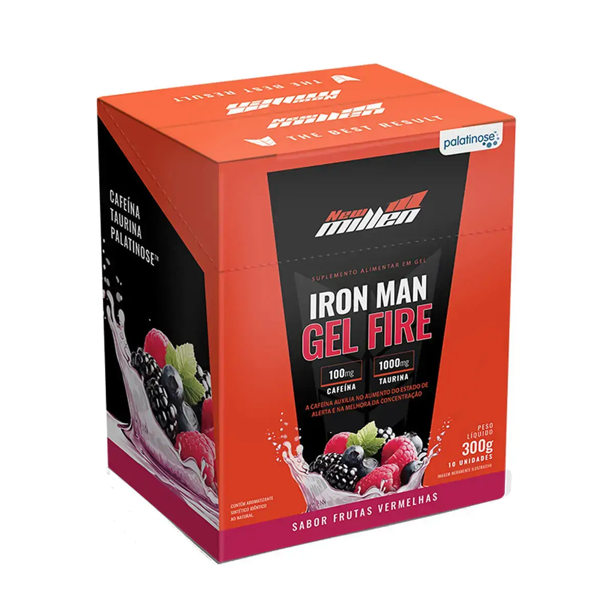 Iron Man Gel Fire Cafeina (10 sachês) - New Millen Sabor:Frutas Vermelhas