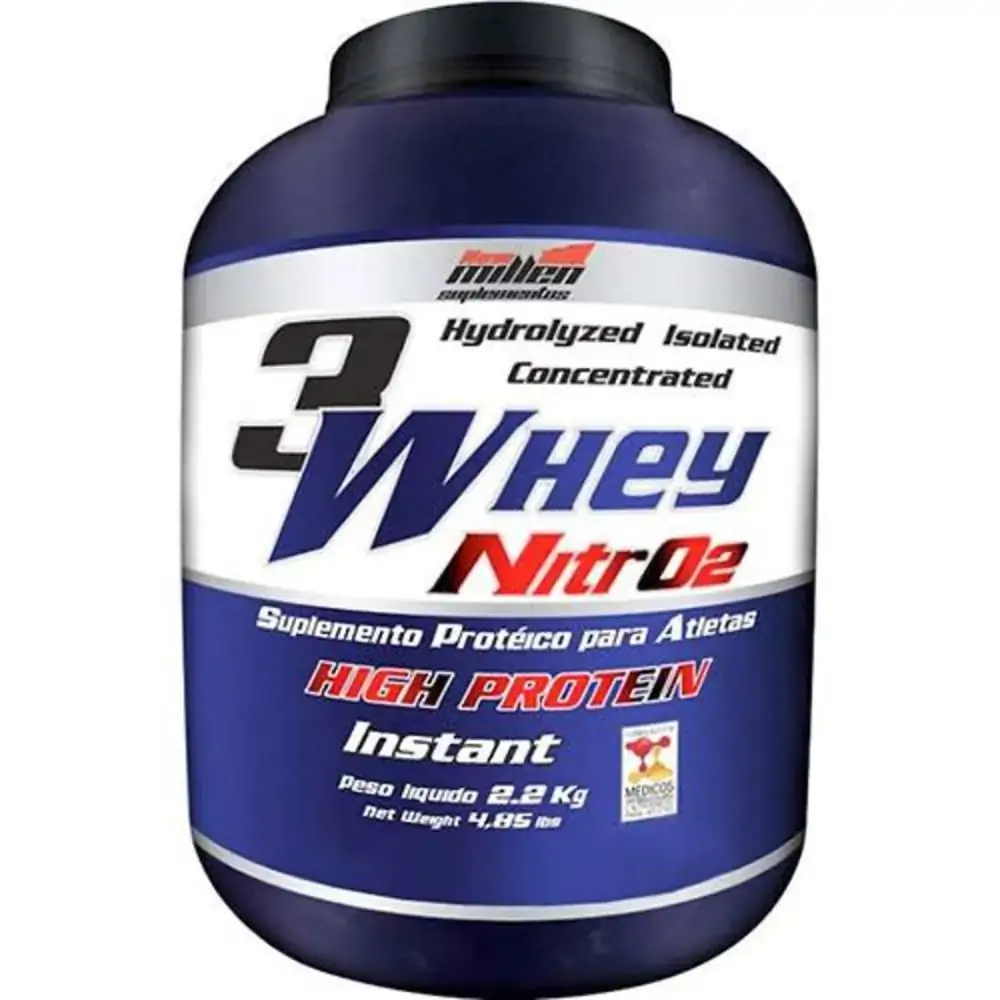 3 Whey Nitro Morango 2.2 Kg New Millen
