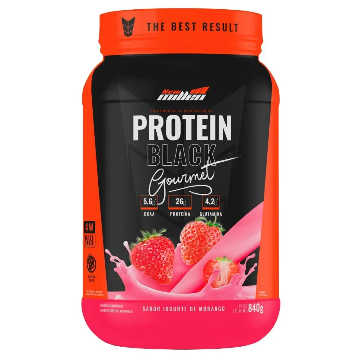 Protein Black Gourmet 840g Iogurte de Morango - New Millen - IOGURTE DE MORANGO - 840G
