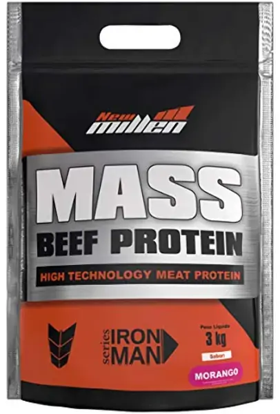 Mass Beef Protein 3,0kg Morango Stand Pouche N°4752 New Millen