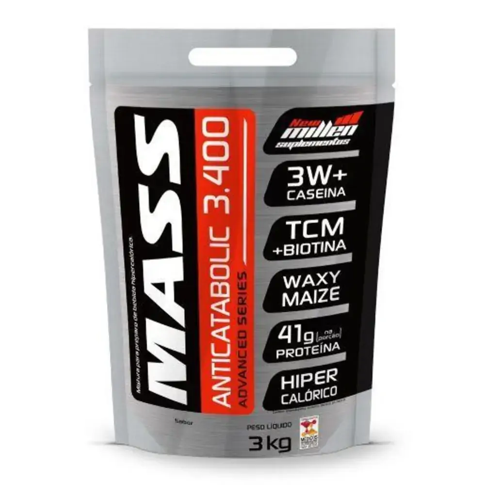 Mass 3400 Anticatabolic Baunilha Refil 3kg New Millen