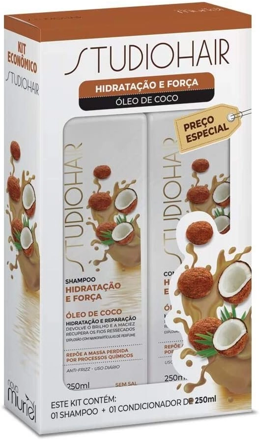 MURIEL KIT STUDIO HAIR SHAMPOO E COND HIDRATAÇÃO E FORÇA