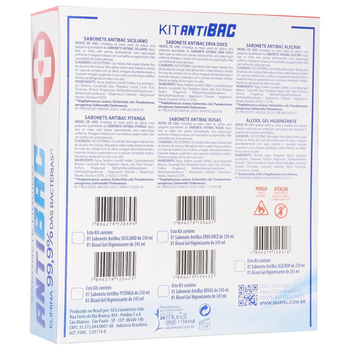 Kit Sabonete Líquido Antibacteriano Alecrim Muriel 250ml Grátis álcool Gel 70 Mãos 245ml