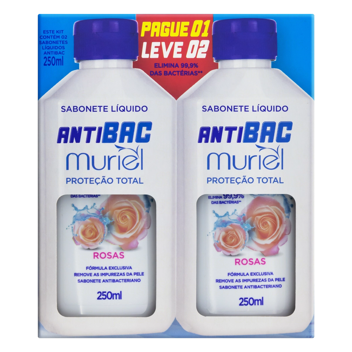 Kit Sabonete Líquido Antibacteriano Rosas Muriel 250ml Cada Leve 2 Pague 1 Unidade