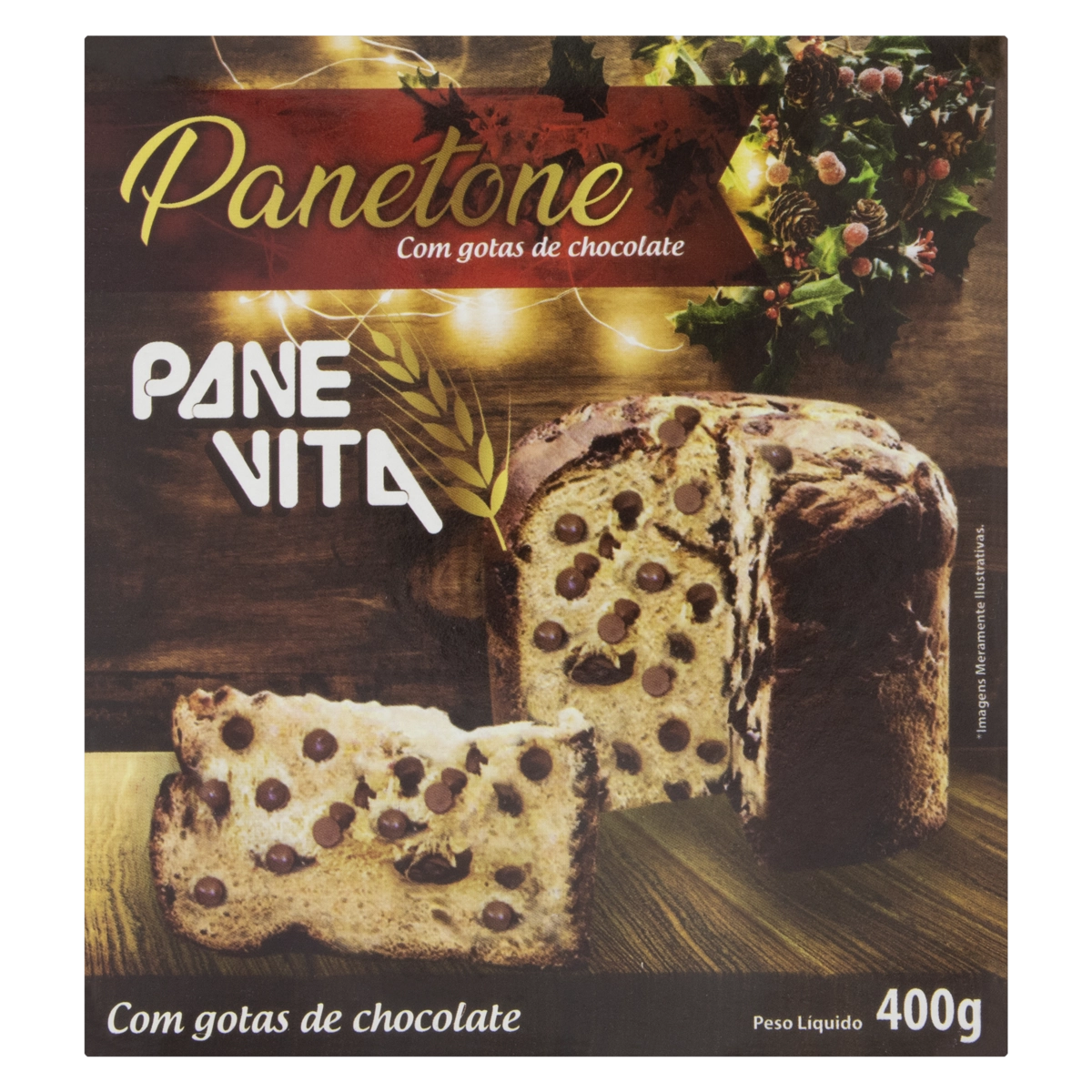Panettone Com Gotas De Chocolate Panevita Caixa 400g