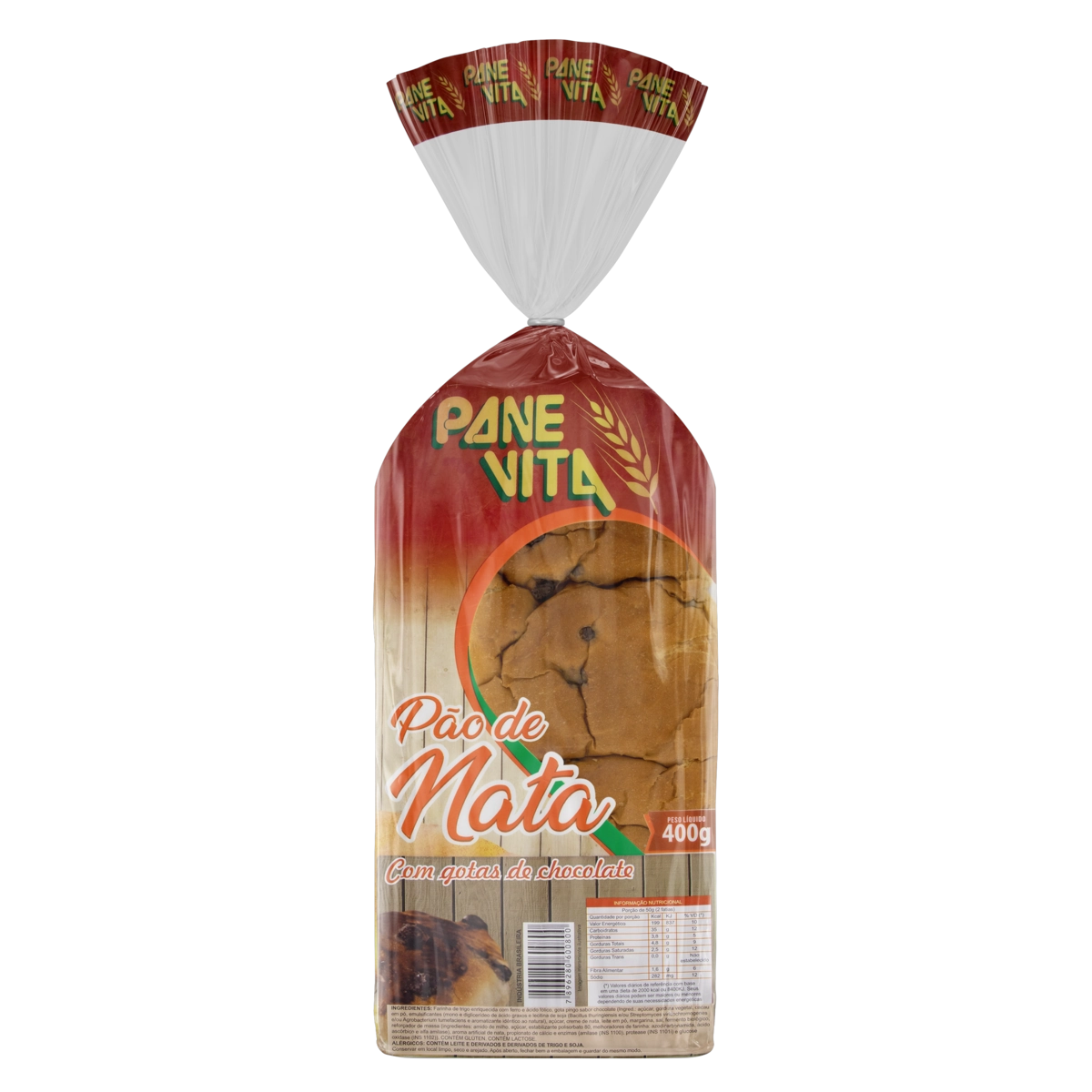 Pão De Nata Gotas De Chocolate Panevita Pacote 400g