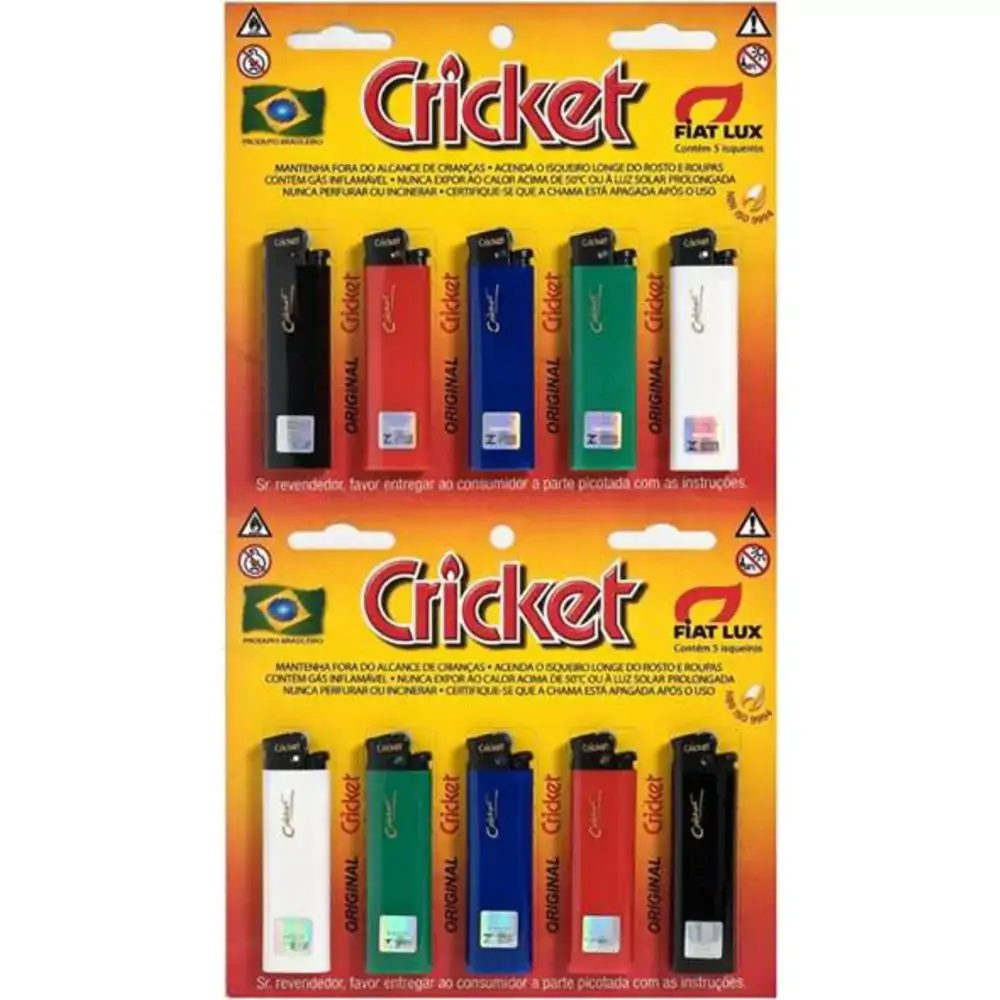 Isqueiro Descartável Original Cricket 5 Unidades