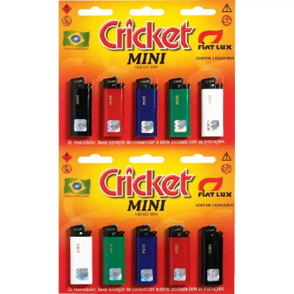 Isqueiro Descartável Mini Cricket 5 Unidades