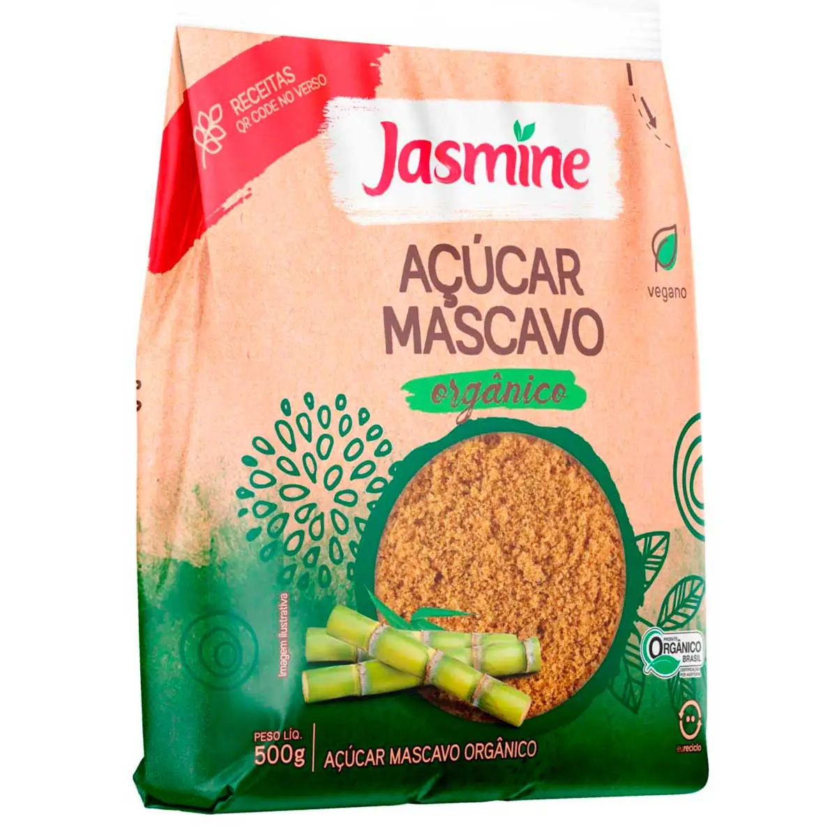 Açúcar Mascavo Orgânico Jasmine Pacote 500g