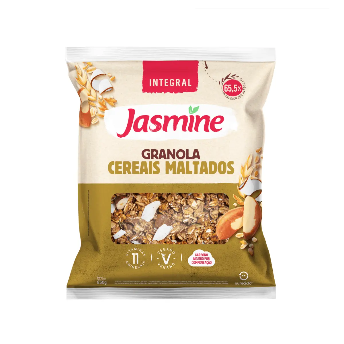 Granola Integral Cereais Maltados Jasmine Pacote 850g