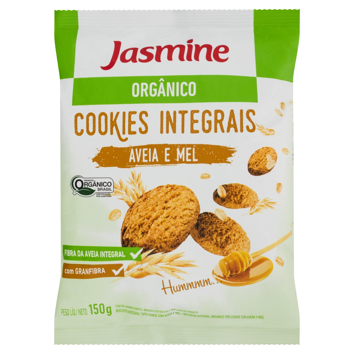 Biscoito Cookie Integral Orgânico Aveia E Mel Jasmine Pacote 120g